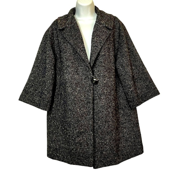 CAbi Black Wool-blend Tweed Swing Jacket Blazer Coat Small - Picture 1 of 15